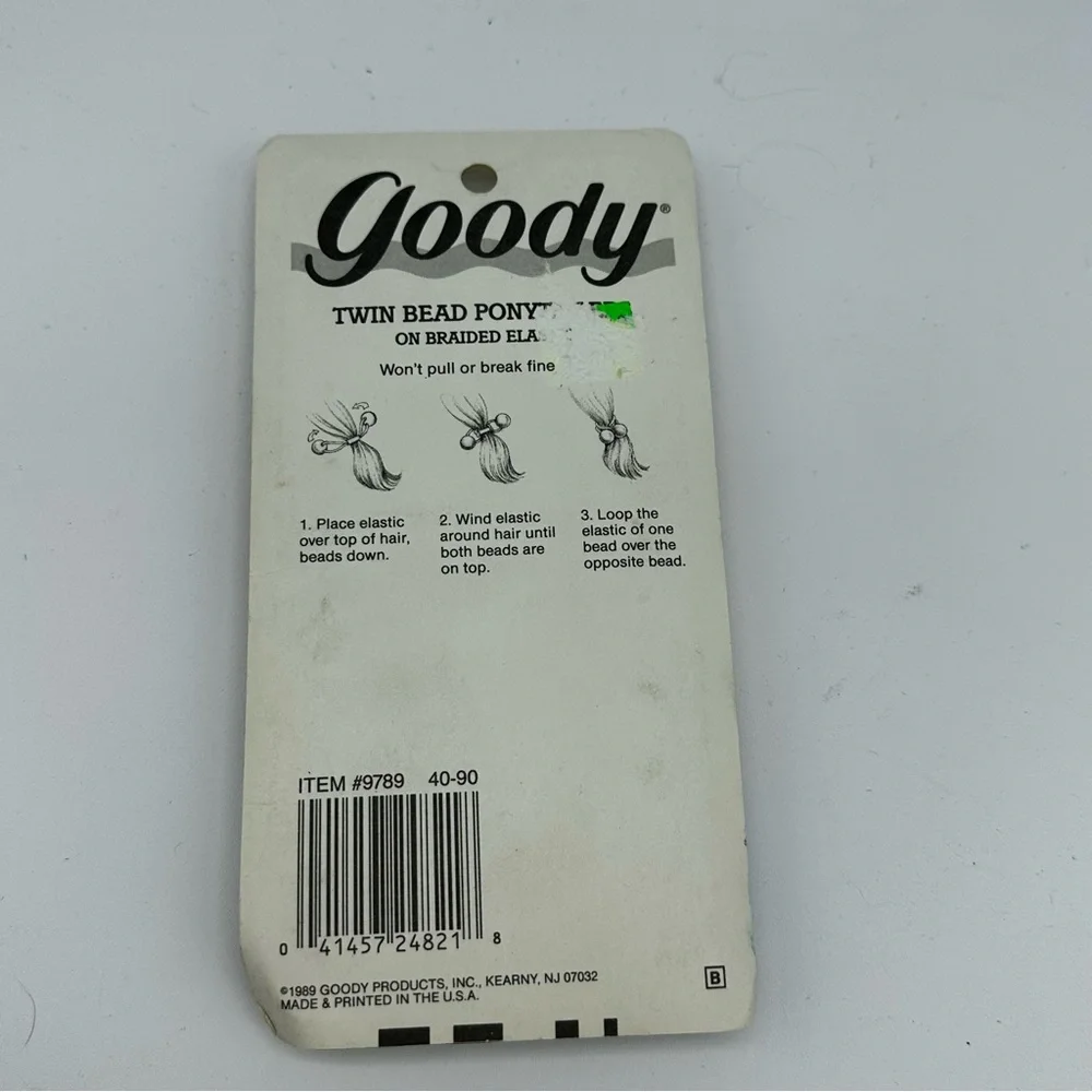 New 1989‎ Vintage Goody twin bead ponytail holders